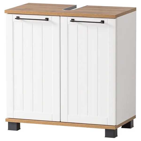 Waschbeckenunterschrank Jelda 60 x 62 x 33cm Weiß/Weiß