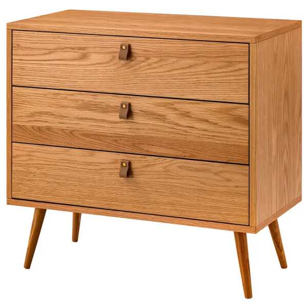 Kommode mit 3 Schubladen 80 x 75 x 40cm Braun/Eiche