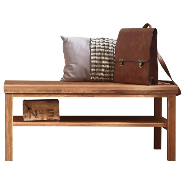 Massive Garderobenbank Verwood 100 cm 90 x 39 x 45cm Braun