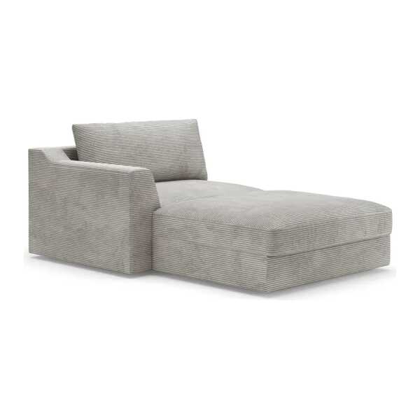 Recamiere Grau Cordstoff Lizza 139 x 90 x 199cm Armlehne davorstehend links Modern