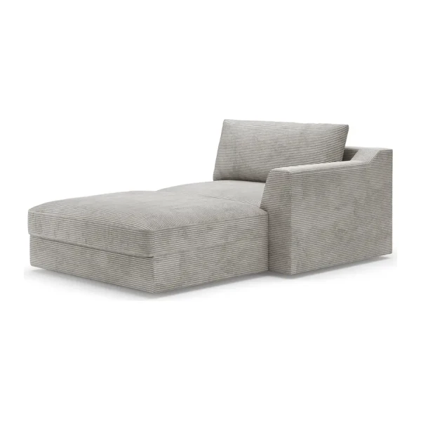 Recamiere Grau Cordstoff Lizza 139 x 90 x 199cm Armlehne davorstehend rechts Modern