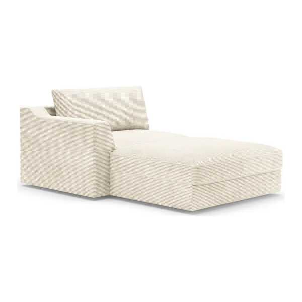 Recamiere Weiß Cordstoff Lizza 139 x 90 x 199cm Armlehne davorstehend links Modern