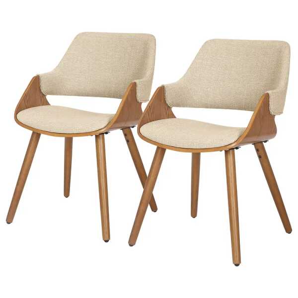 Polsterstuhl Riffles 2er-Set 51 x 80 x 57cm Beige/Creme