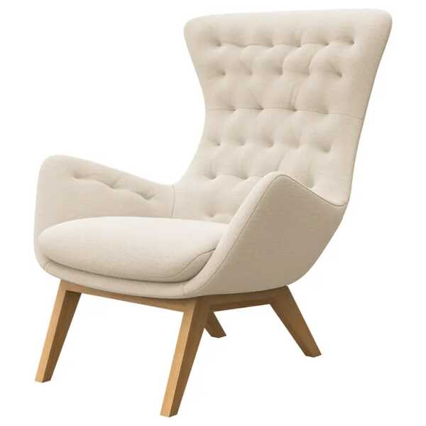 Sessel mit Steppung Beige Webstoff Saia Eiche Dunkel 85 x 101 x 93cm