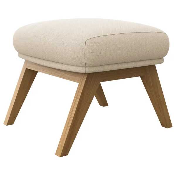 Hocker mit Holzfüßen 54 x 41 x 41cm Beige Eiche Dunkel Webstoff Saia: Beige