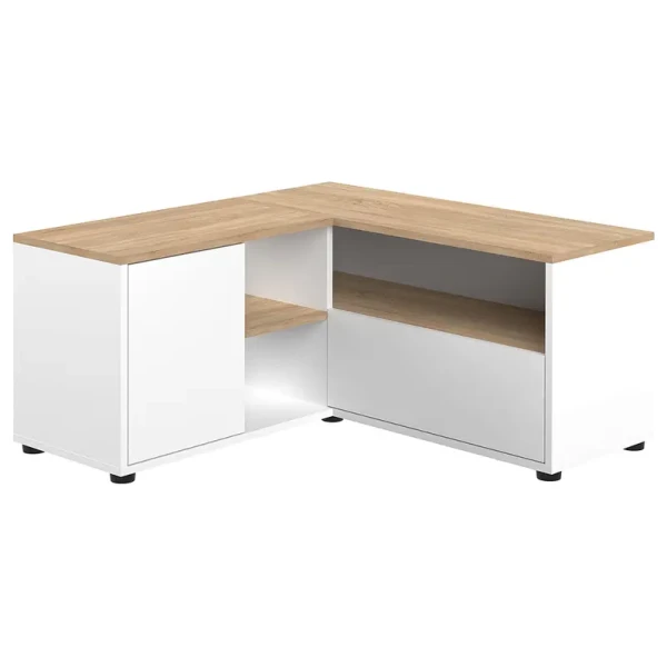 TV-Lowboard Angle 90 Spanplatte, beschichtet Weiß/Weiß/Eiche Dekor 90 x 45 x 90cm