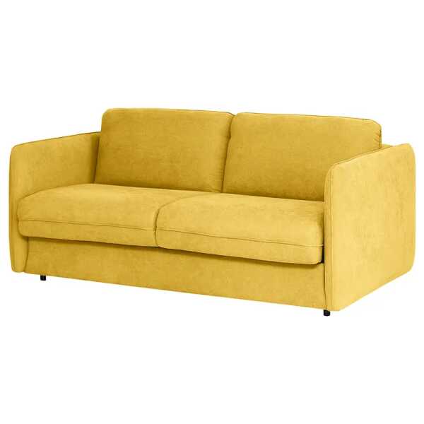 Schlafsofa KAYLA mit Matratze Gelb Microfaser Sole 194 x 86 x 104cm Skandi