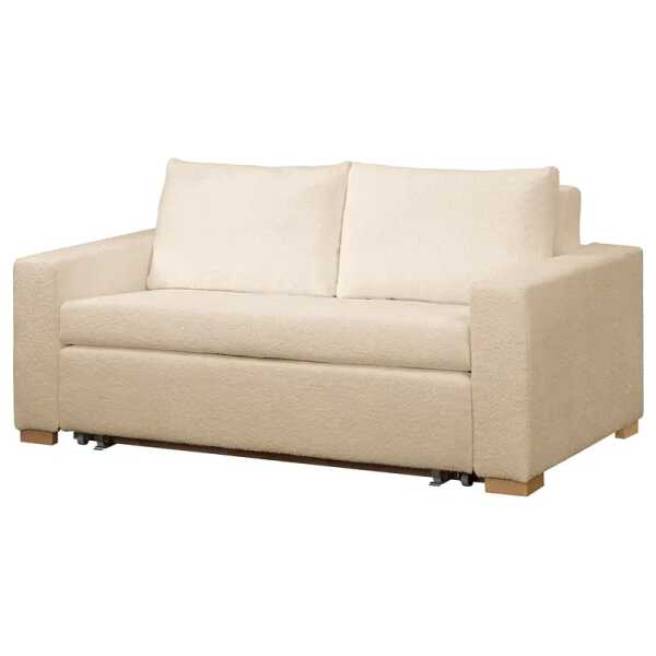 Schlafsofa Basic Beige Bouclé Stoff Abby 173cm mit Schlaffunktion Modern