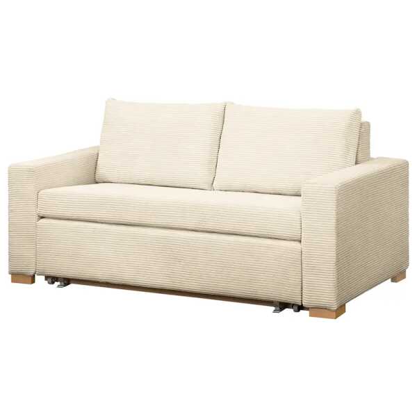 Schlafsofa Basic Beige Cordstoff Poppy 193cm mit Schlaffunktion Modern