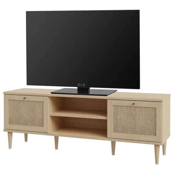 TV-Lowboard 160 cm Front: Rattan Korpus: Spanplatte, foliert Braun 160 x 58 x 41cm