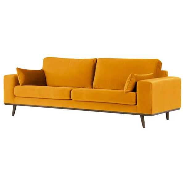 2-Sitzer Sofa Gelb Samt Sadia 197 x 81 x 88cm Retro