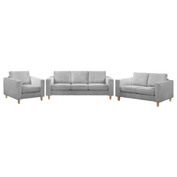Polstergarnitur 3-2-1 Grau Cordstoff Poppy 214 x 86 x 90cm Skandi