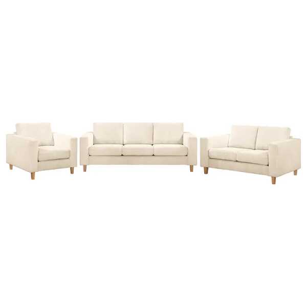 Polstergarnitur 3-2-1 Beige Cordstoff Poppy 214 x 86 x 90cm Skandi