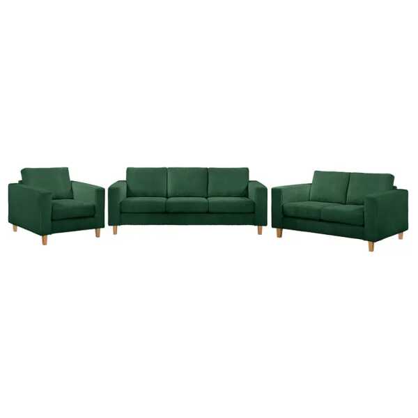 Polstergarnitur 3-2-1 Grün Cordstoff Poppy 214 x 86 x 90cm Skandi