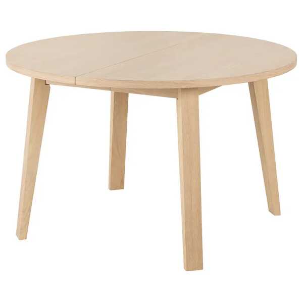 Esstisch Chabbia Ø 120cm mit Mittelauszug & Einlegeplatte n Beige/Eiche Hell