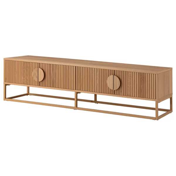 TV-Lowboard Sangko Front & Korpus: MDF Mitteldichte Holzfaserplatte , furniert Gestell: Metall, lackiert Braun/Beige/Eiche 180 x 45 x 40cm