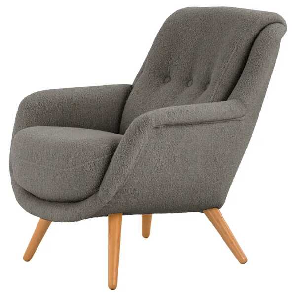 Sessel Saku Grau Bouclé Stoff Nola 83 x 76 x 77cm