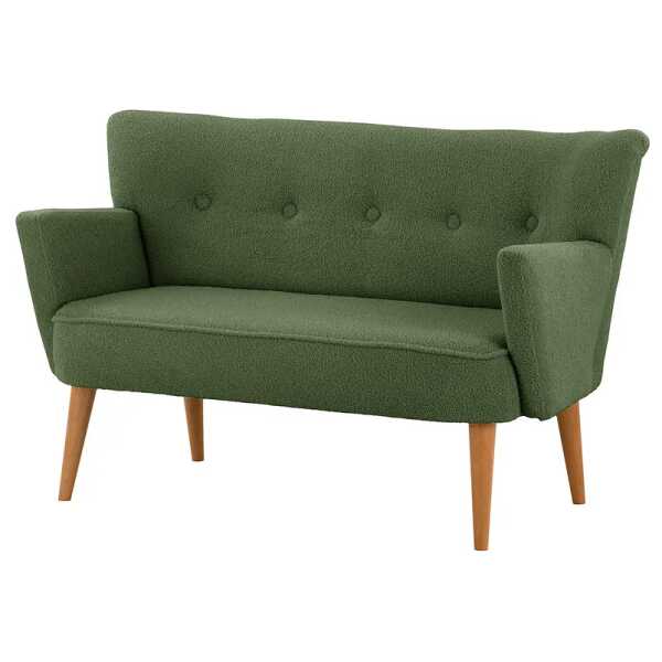 2-Sitzer Sofa mit Armlehnen Grün Bouclé Stoff Nola 124 x 80 x 64cm Skandi