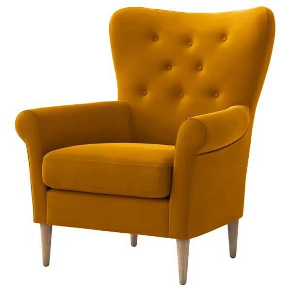 Ohrensessel Cudeiro Gelb Samt Ravi 85 x 85 x 85cm