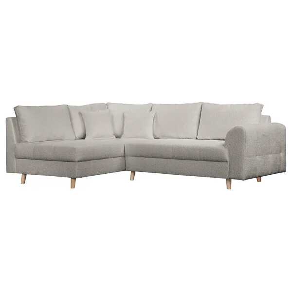 Ecksofa Meyford Argenté Bouclé Stoff Abby 230 x 85 x 160cm Ottomane davorstehend links ohne Hocker Skandi