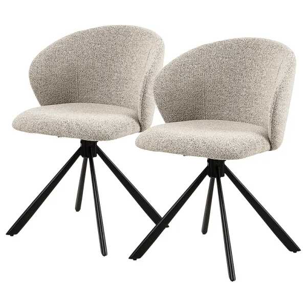 Drehbarer Polsterstuhl Kolmos 2er-Set 46 x 80 x 58cm Bouclé Stoff Moena: Beige Beige