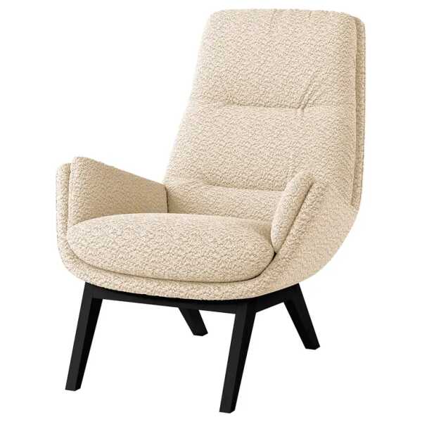 Sessel mit Holzfüßen Beige Bouclé Stoff Bony Schwarz 87 x 97 x 64cm