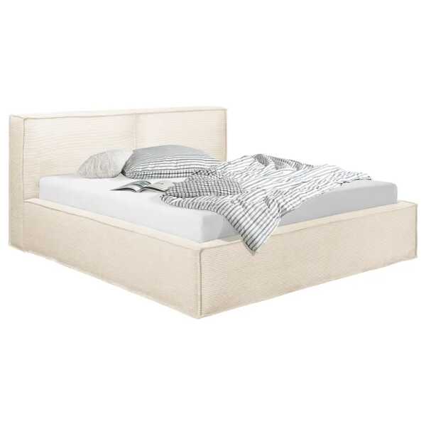 Polsterbett 140 x 200cm Cordstoff Poppy Beige ohne Matratze Kein Bettkasten 110 cm