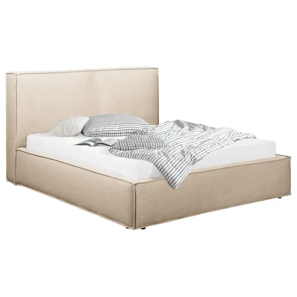 Polsterbett 200 x 200cm Flachgewebe Drems Beige H3 / H4 1 Bettkasten 150 cm