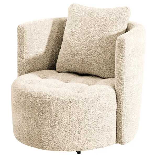 Sessel Timboan Beige Bouclé Stoff Abby ohne Hocker 65 x 77 x 40cm