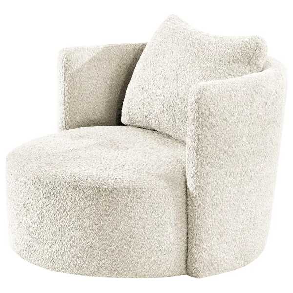 XXL Sessel Timboan Weiß Bouclé Stoff Abby 95 x 77 x 95cm