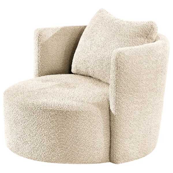 XXL Sessel Timboan Beige Bouclé Stoff Abby 95 x 77 x 95cm