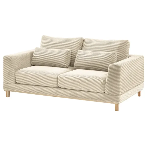 2-Sitzer Sofa Aniaro Weiß Cordstoff Poppy 260 x 83 x 108cm Buche