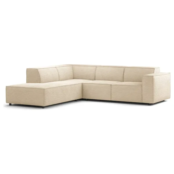 Ecksofa KINX mit Ottomane Beige Cordstoff Scilla 260 x 70 x 234cm Ottomane davorstehend links Keine Funktion Modern