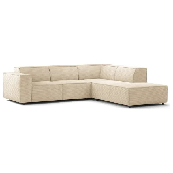 Ecksofa KINX mit Ottomane Beige Cordstoff Scilla 260 x 70 x 234cm Ottomane davorstehend rechts Keine Funktion Modern