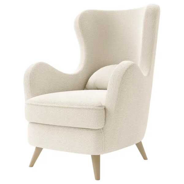 Ohrensessel Pocicos Beige Bouclé Stoff Anouk 83 x 103 x 90cm