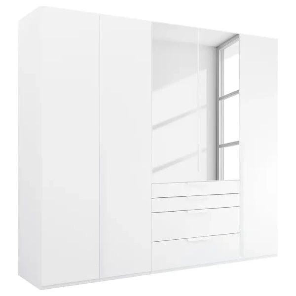Drehtürenschrank Purisma Spiegel Typ B 251cm Weiß/Alpinweiß