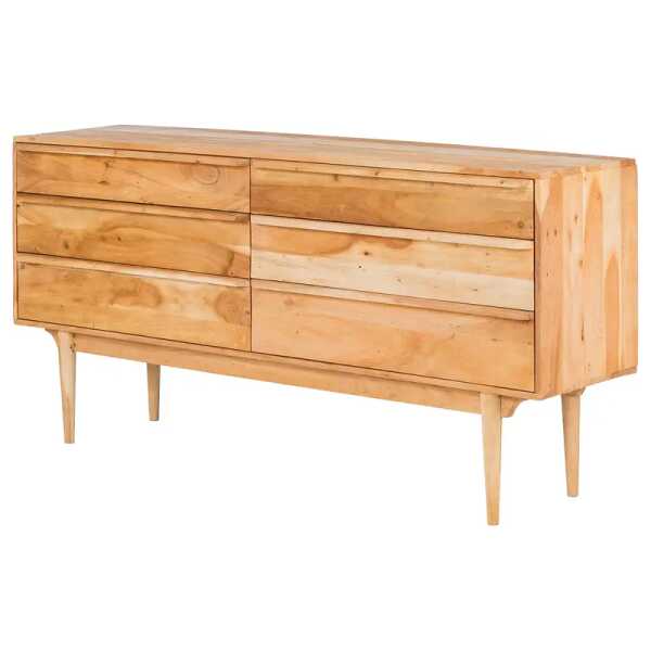 Massives Sideboard 6 Schubladen 160 x 80 x 40cm Braun