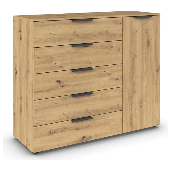 Kommode mit 1 Tür 120 x 100 x 42cm Braun/Eiche Artisan Dekor