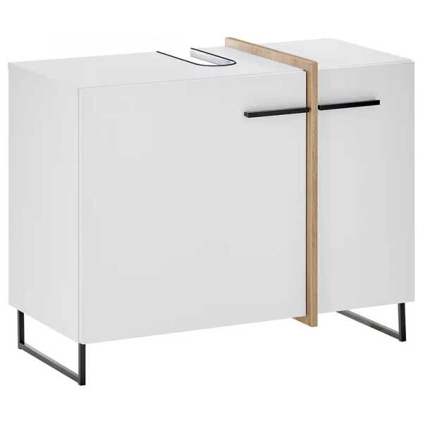 Waschbeckenunterschrank 80 x 64 x 41cm Weiß/Matt Weiß