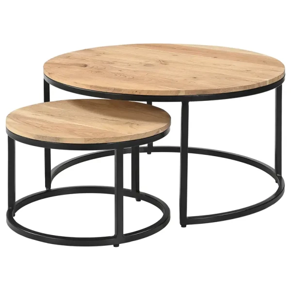 Couchtisch-Set DUBOCK 2-teilig Ø 80cm Braun/Akazie