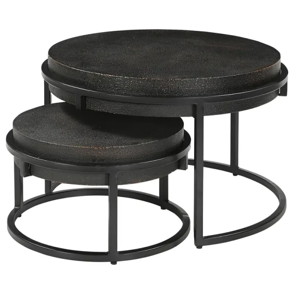 Couchtisch-Set RUWAWA 2-teilig Ø 70cm Schwarz
