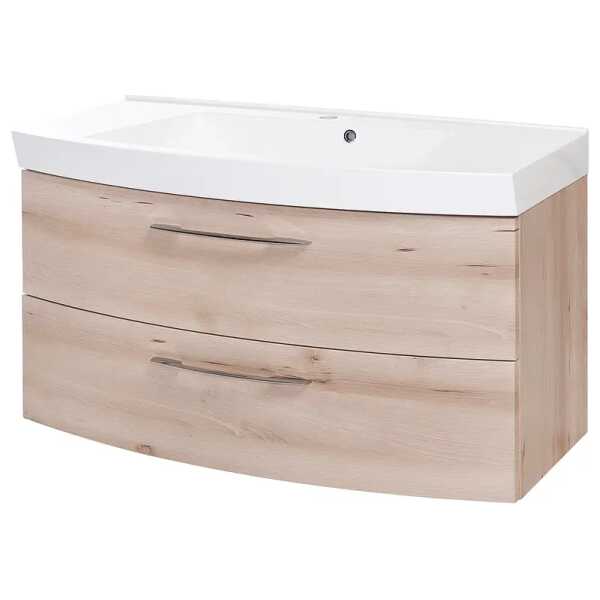 Einzelwaschtisch 100 x 54 x 47cm Braun/Buche Dekor