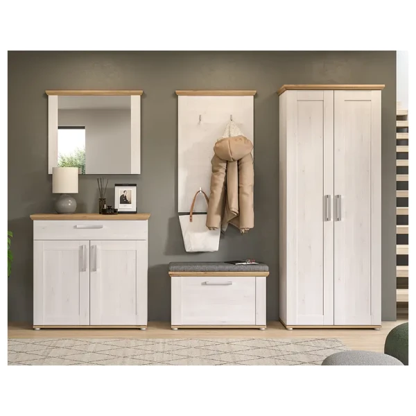 Garderobenset Damflos Typ A 285 x 196 x 39cm Holz/Weiß