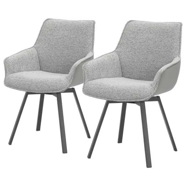 Armlehnenstuhl RAKOA 2er-Set 57 x 87 x 63cm Grau/Grau