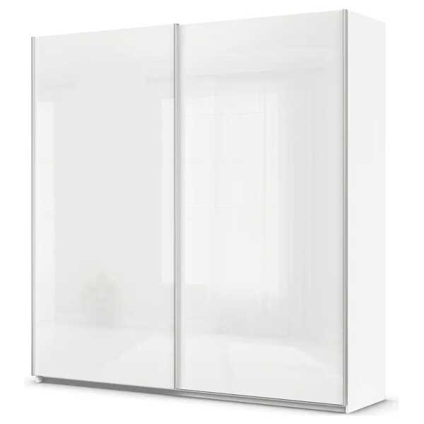 Schwebetürenschrank - Glasfront 226cm Weiß/Alpinweiß