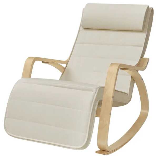 Schaukelstuhl Hawesa Beige/Beige Leinen 67 x 84 x 122cm