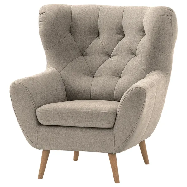 Sessel Braun Webstoff Sioma Eiche Hell 89 x 104 x 92cm