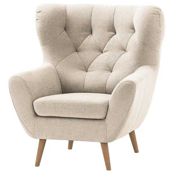 Sessel Beige Webstoff Sioma Eiche Hell 89 x 104 x 92cm