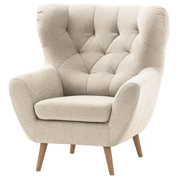 Sessel Beige Webstoff Sioma Eiche Hell 89 x 104 x 92cm