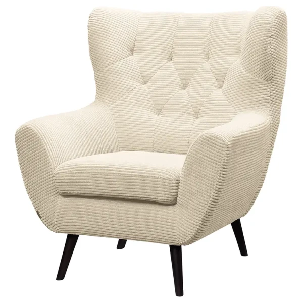 Sessel Beige Cordstoff Poppy Schwarz 89 x 104 x 92cm